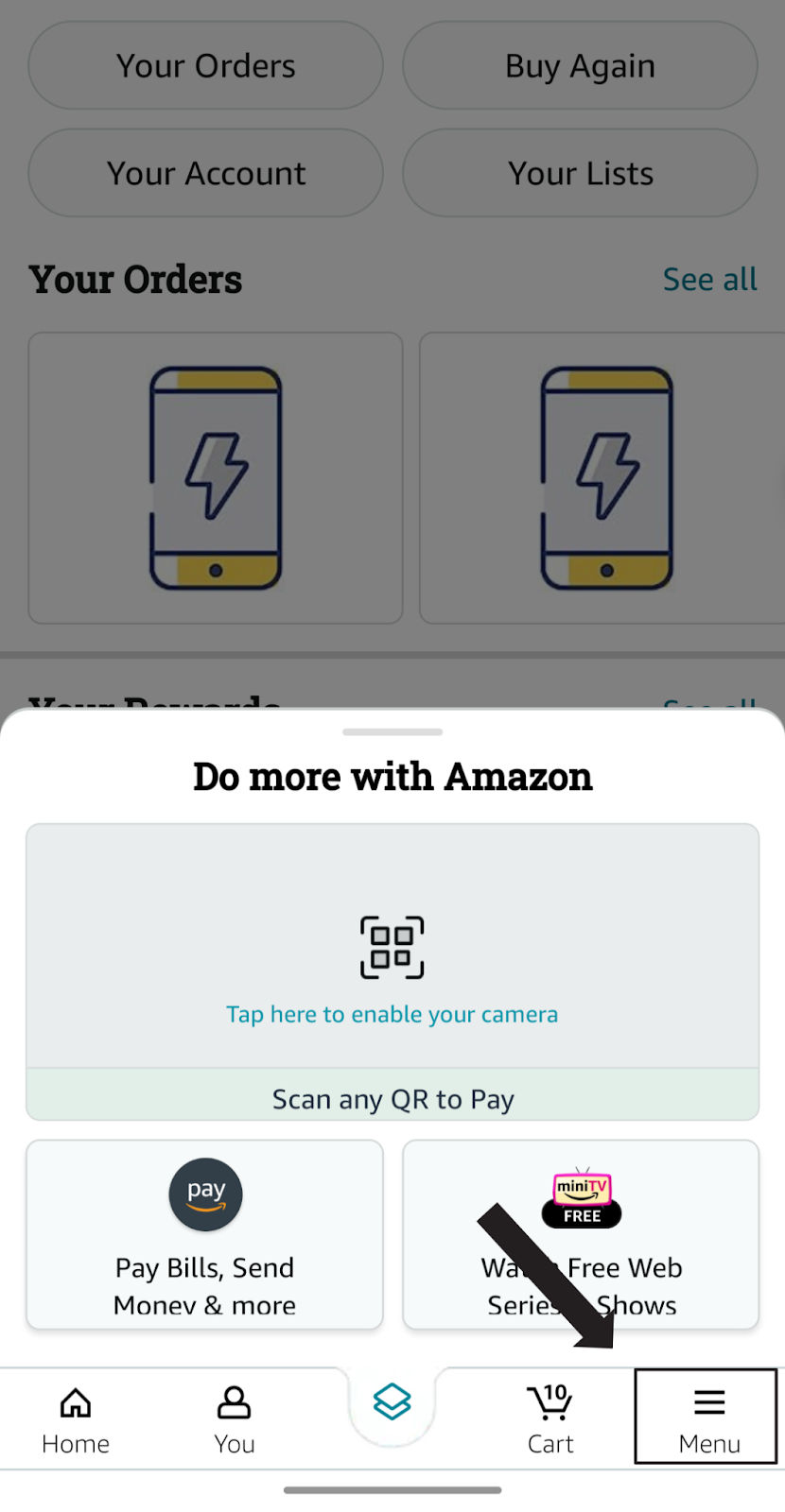 An illustration of Amazon's hamburger menu.